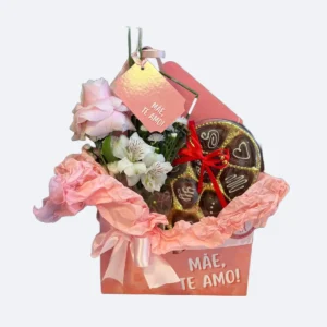 Presente Dia das Mães com Flor e Chocolate